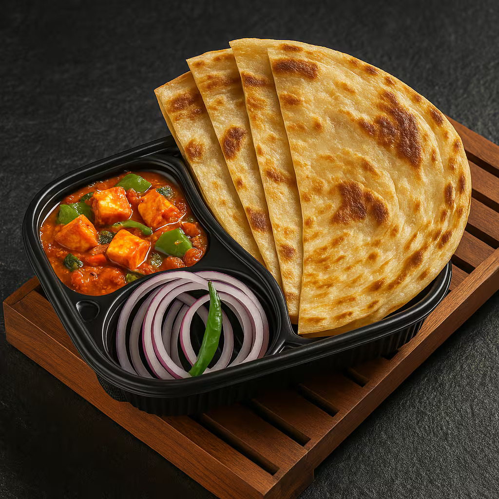 Kadhai Paneer with 4 Whole Wheat Chapati
